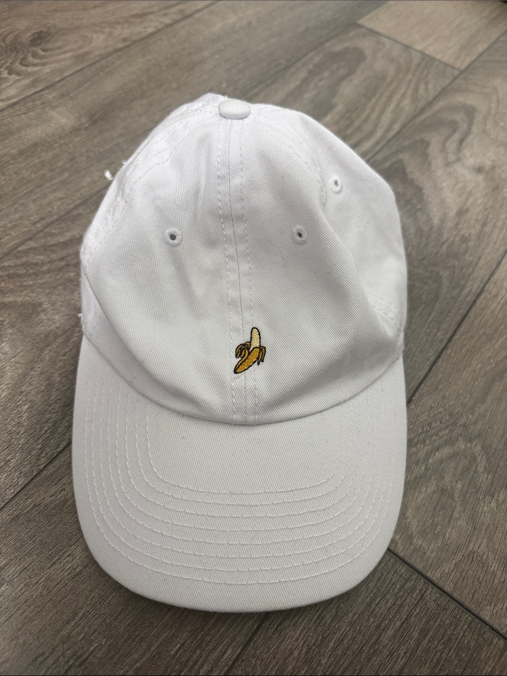 White Kids Banana Embroidered Baseball Cap